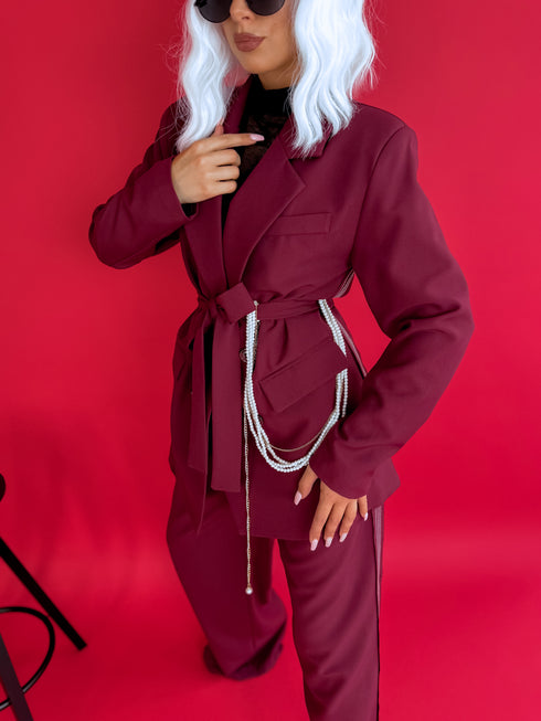 LUX komplekts "WHITE STITCH 6469" - bordo